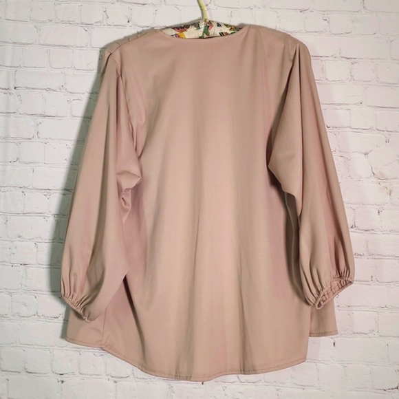 Vintage Union Made USA Sandy Beige Open Front Top Blouse Cover Womens Size 11/12 - Picture 13 of 14
